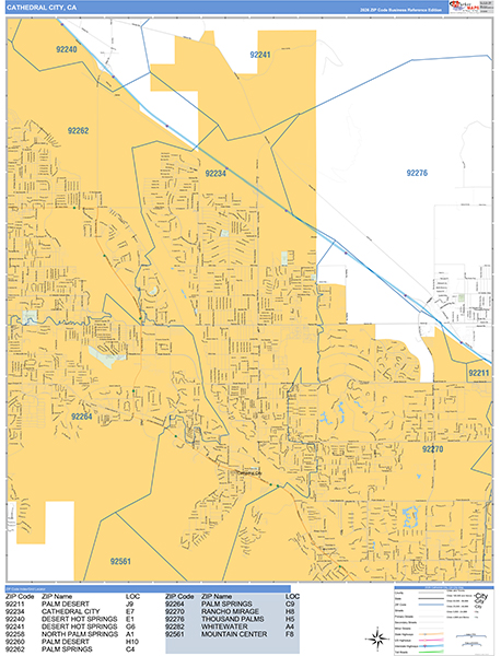 Cathedral City Wall Map